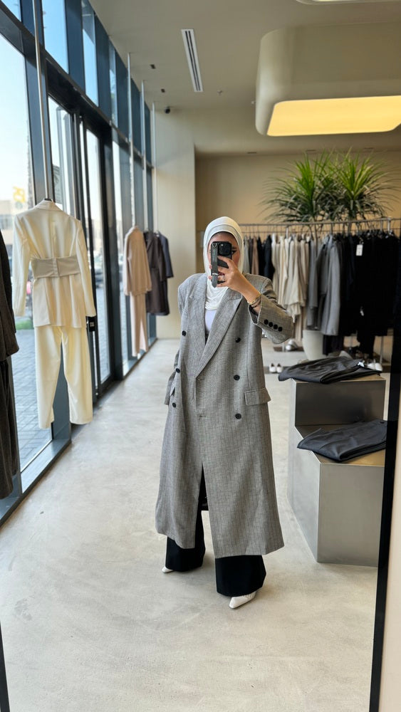 Striped Loose Long Blazer