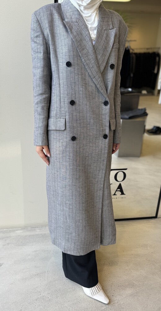 Striped Loose Long Blazer