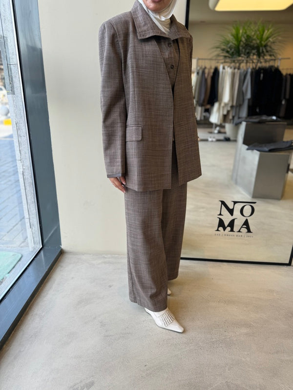 3PC Open Blazer Vest Set