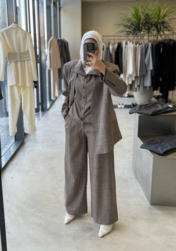 3PC Open Blazer Vest Set