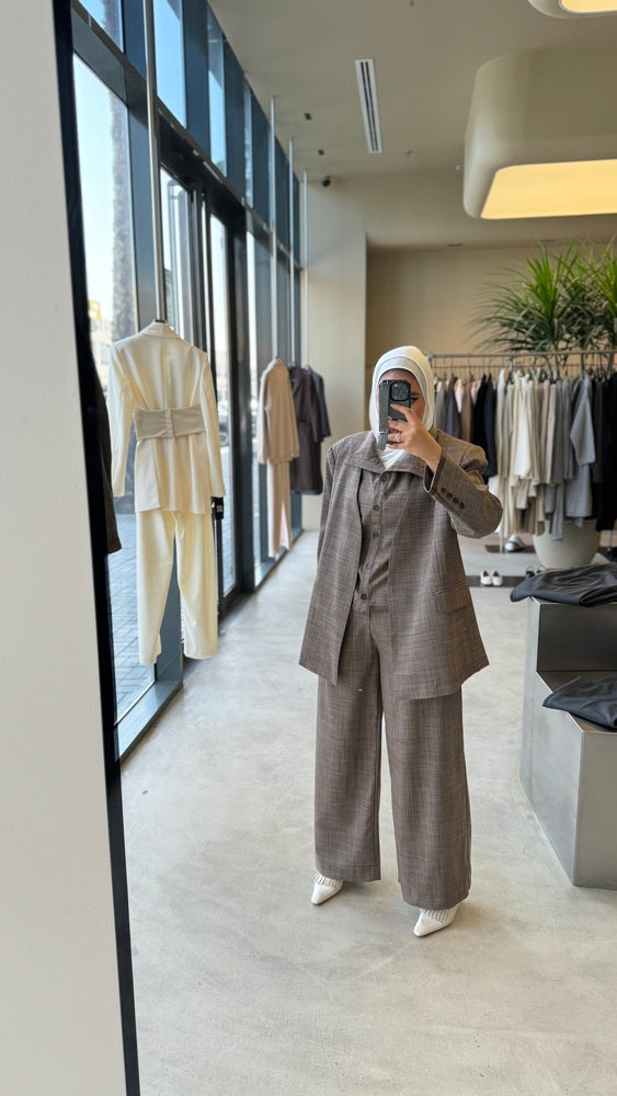 3PC Open Blazer Vest Set