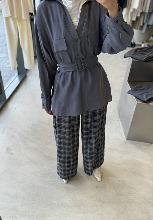 2 Pockets Belted Shirt