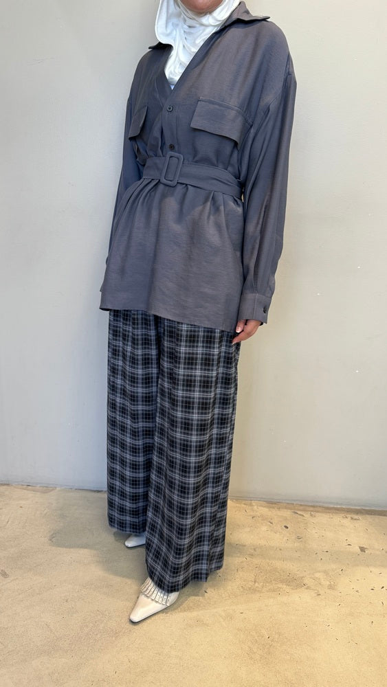 2 Pockets Belted Shirt