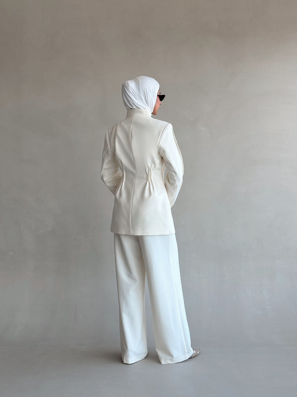 Waist Gathered Collarless Set
