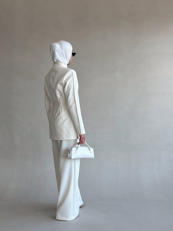 Waist Gathered Collarless Set