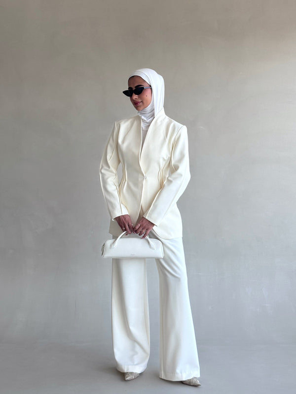 Waist Gathered Collarless Set