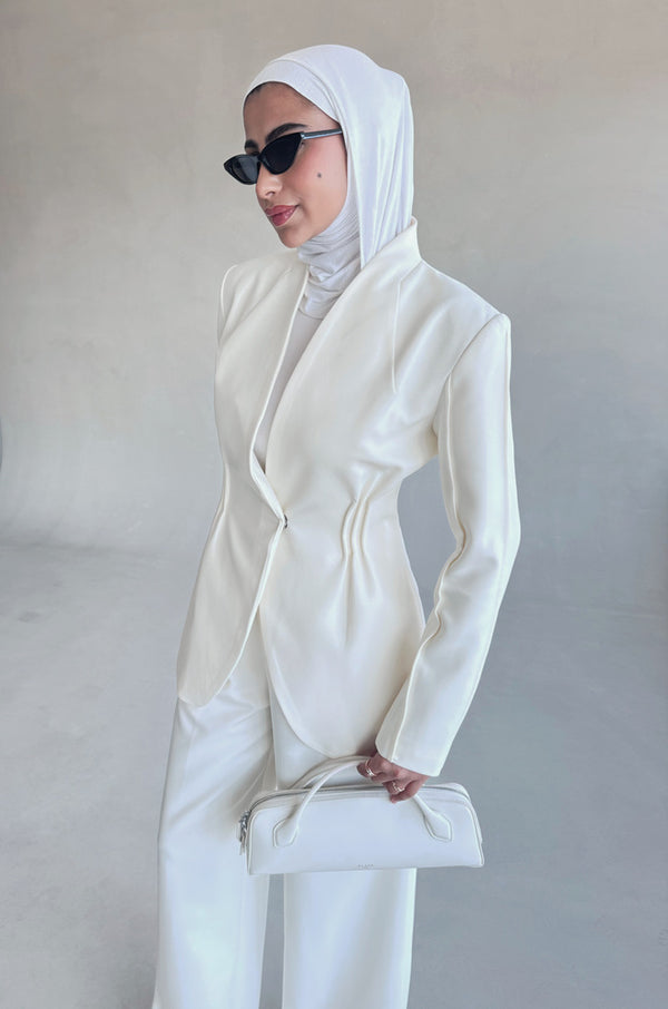 Waist Gathered Collarless Set