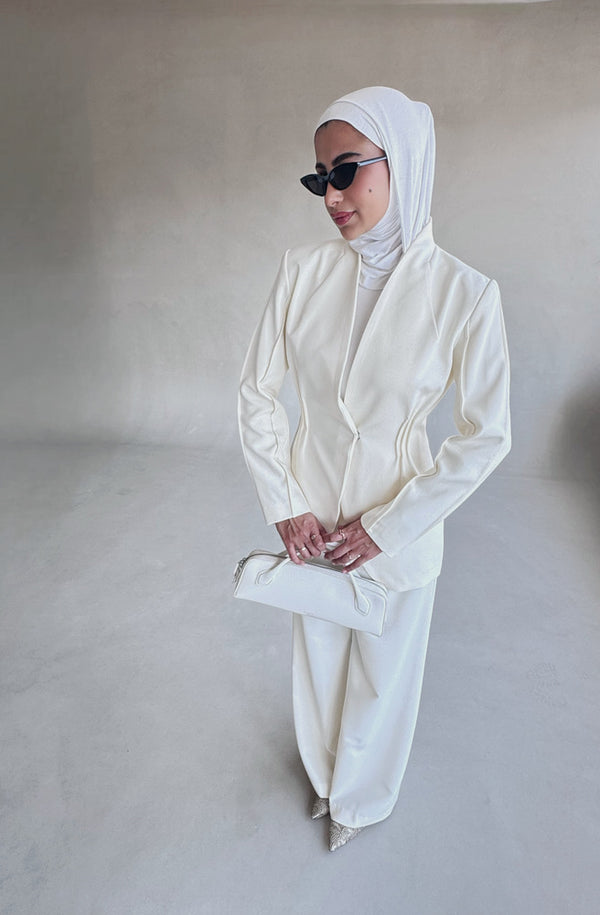 Waist Gathered Collarless Set