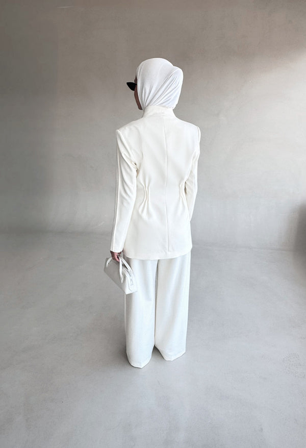 Waist Gathered Collarless Set