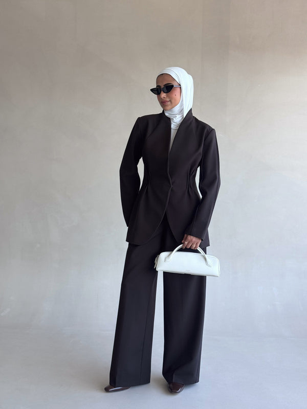 Waist Gathered Collarless Set