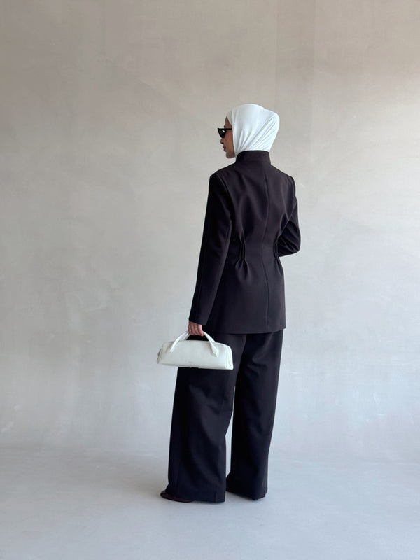 Waist Gathered Collarless Set