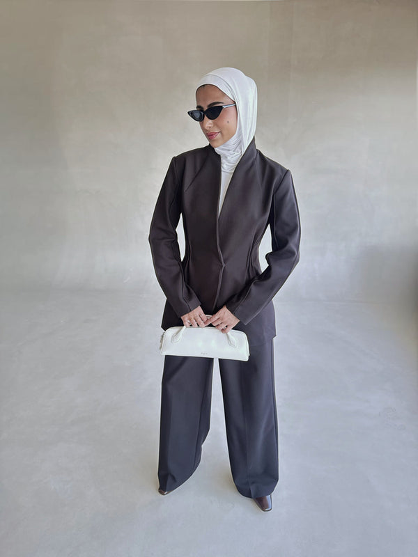 Waist Gathered Collarless Set