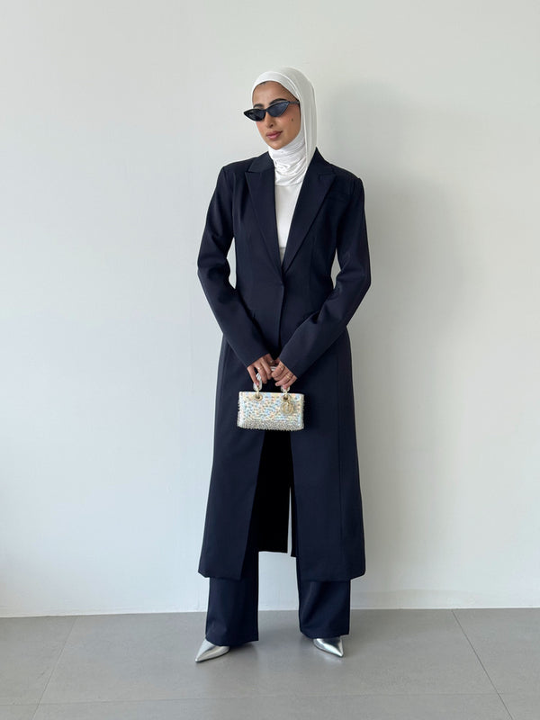 One Button Long Blazer w/ Pants Set