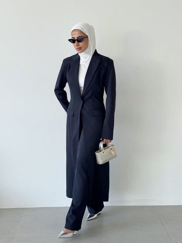 One Button Long Blazer w/ Pants Set