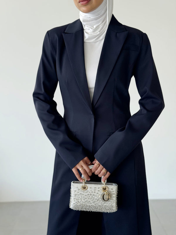 One Button Long Blazer w/ Pants Set