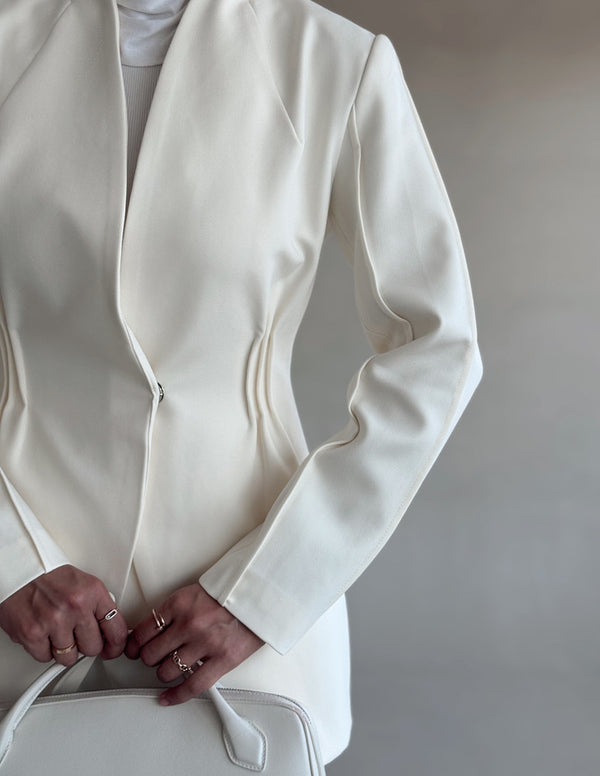 Waist Gathered Collarless Set