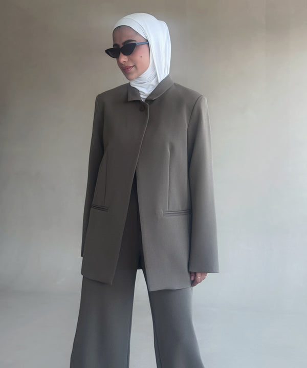 High-neck Minimalist Blazer Set 2PC