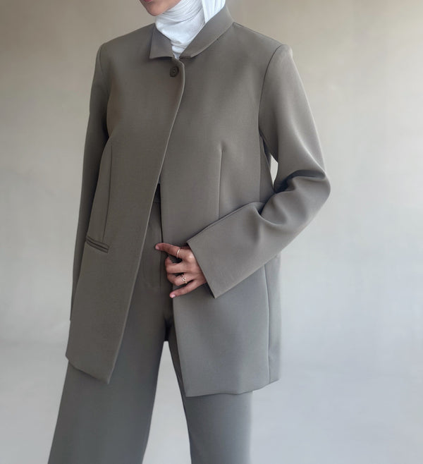 High-neck Minimalist Blazer Set 2PC
