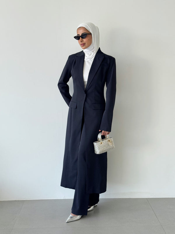One Button Long Blazer w/ Pants Set