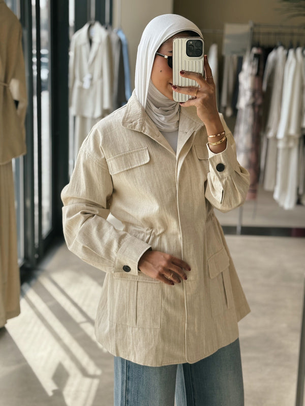 Big Button Stand Collar Top