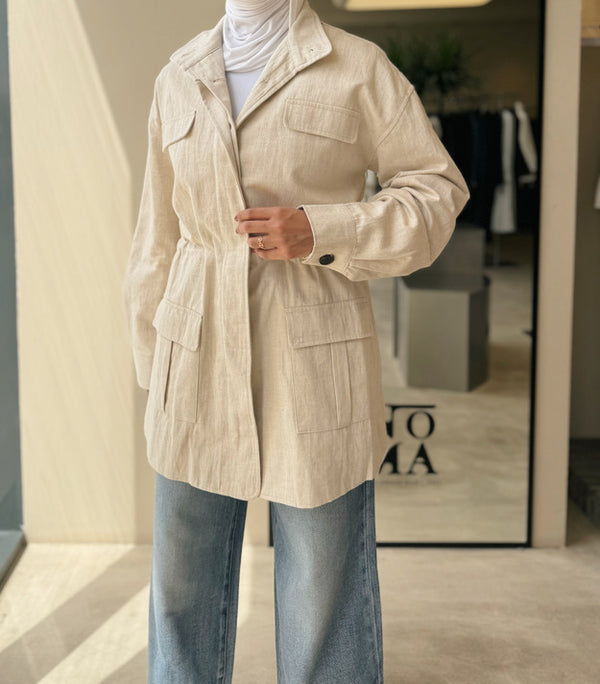Big Button Stand Collar Top