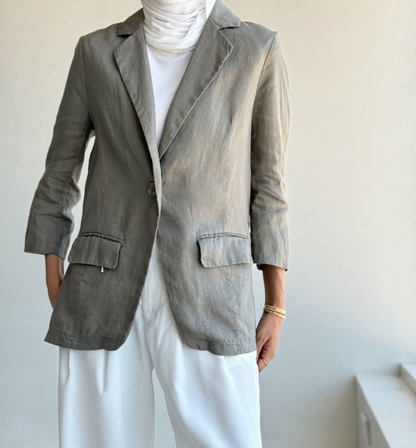 Casual Single Button Blazer  مجموعة الكتان