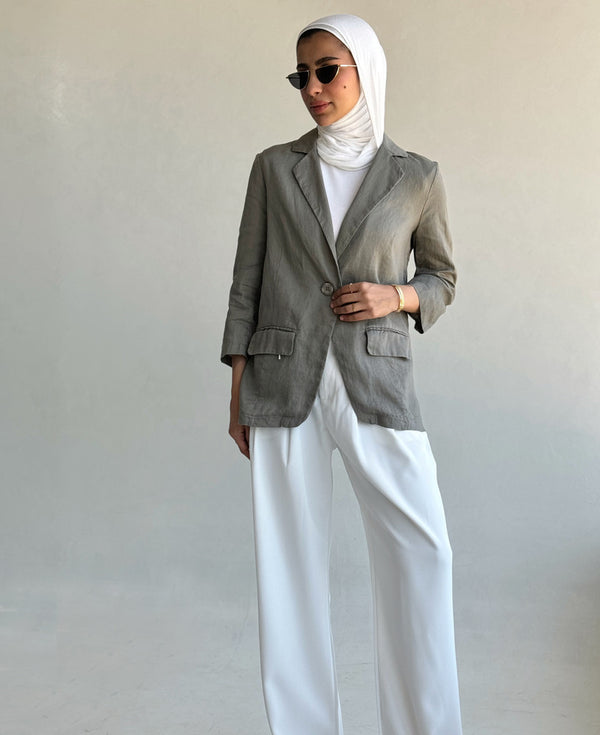 Casual Single Button Blazer  مجموعة الكتان