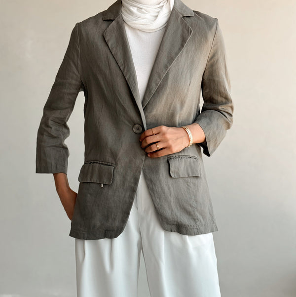 Casual Single Button Blazer  مجموعة الكتان