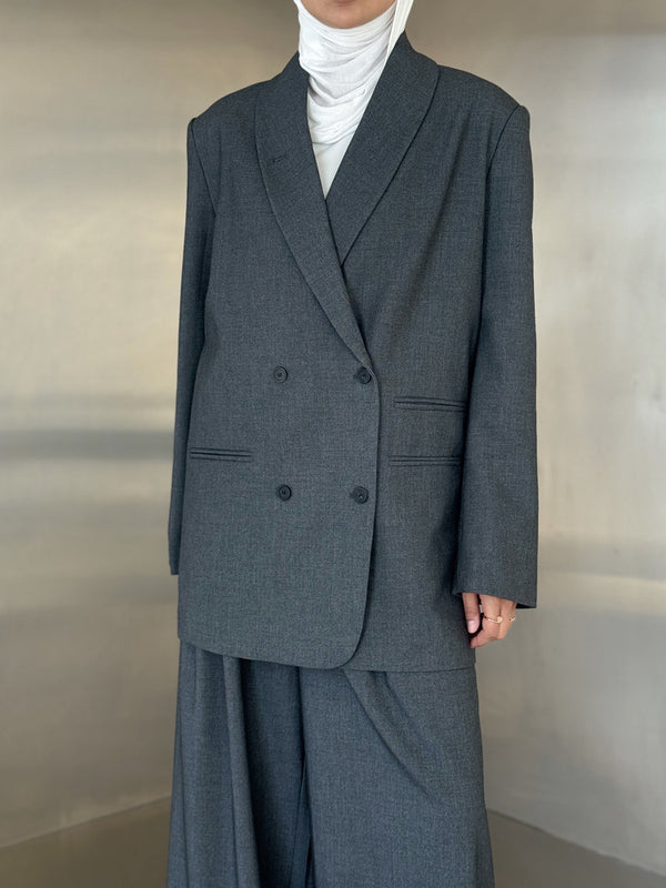 Belted  Collar Blazer Set