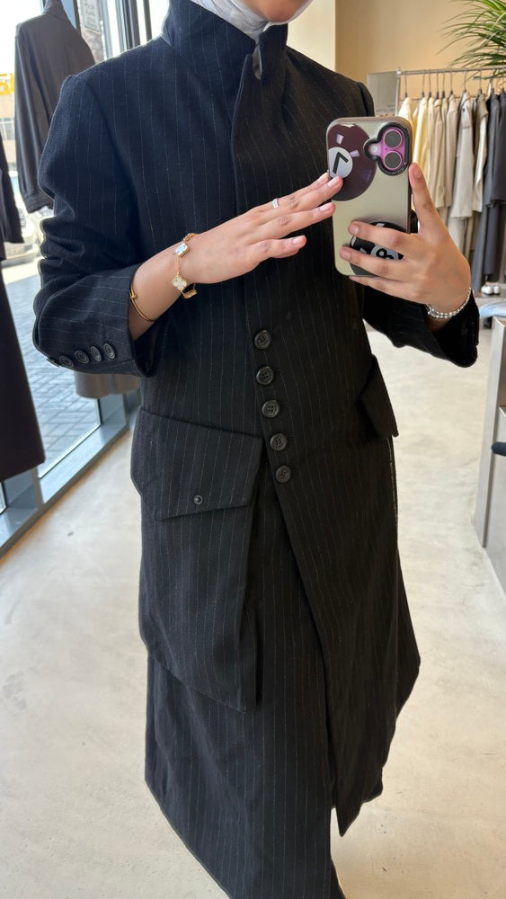 Big Pocket Striped Long Blazer