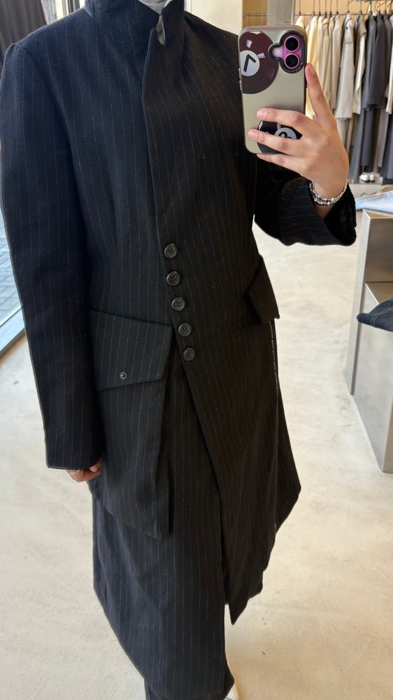 Big Pocket Striped Long Blazer