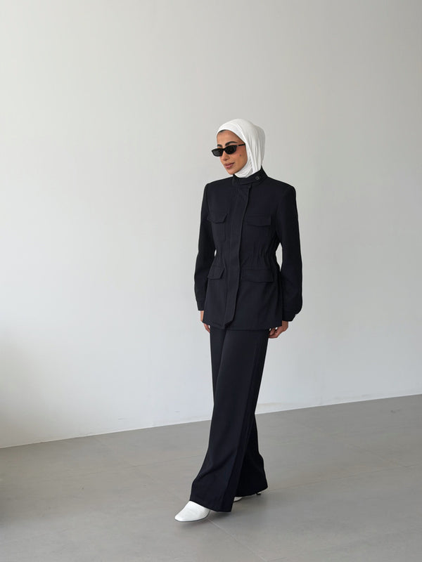 Chest-Pocket Jacket Pants Set