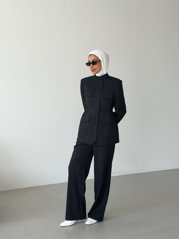Chest-Pocket Jacket Pants Set
