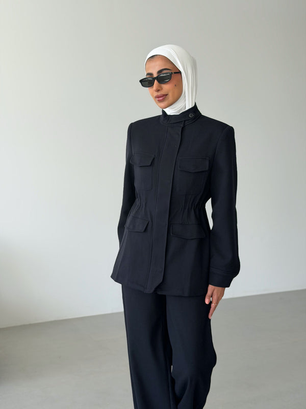 Chest-Pocket Jacket Pants Set