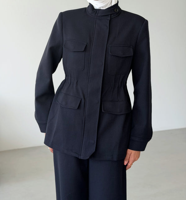 Chest-Pocket Jacket Pants Set