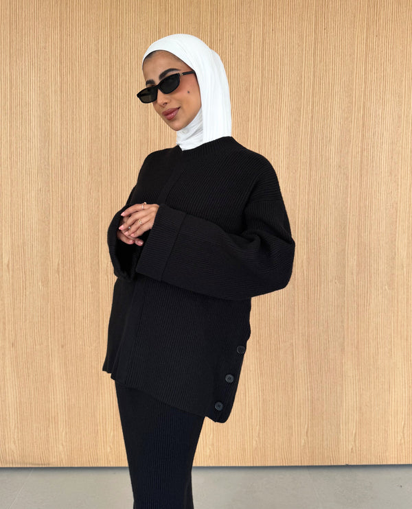 Side Button Knitted Skirt Set