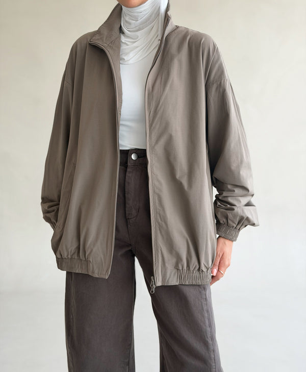 Funnel Collar Zippered Jacket