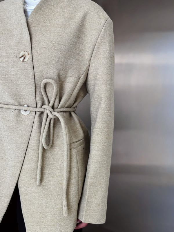 Knot-tie Woolen Blazer