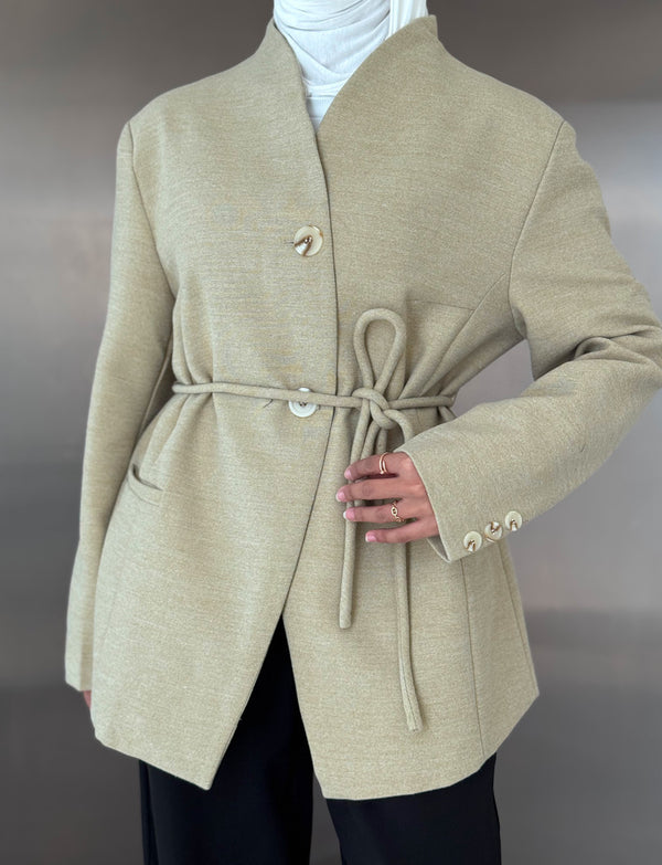 Knot-tie Woolen Blazer