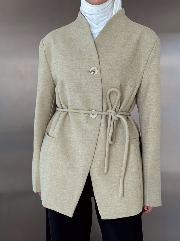Knot-tie Woolen Blazer