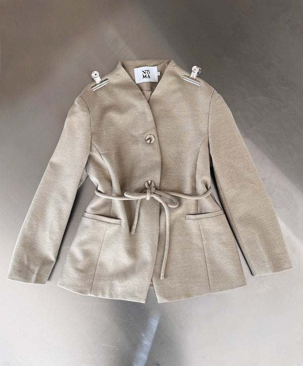 Knot-tie Woolen Blazer