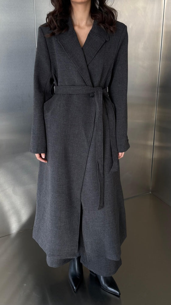 Wide Notched Lapel Coat Pants Set