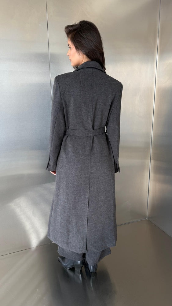 Wide Notched Lapel Coat Pants Set