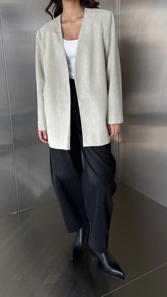 Open Suede Blazer