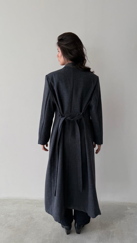 Edge Fringed Belted Coat