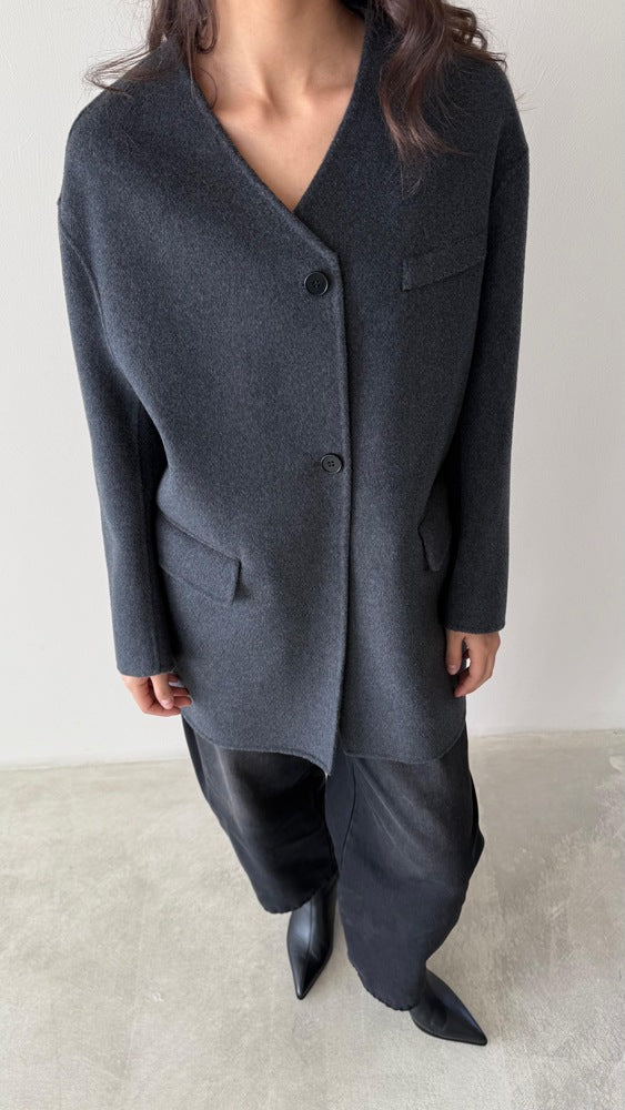 Woolen Vneck Loose Blazer