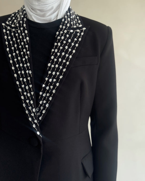 Rhinestone-Collar Blazer