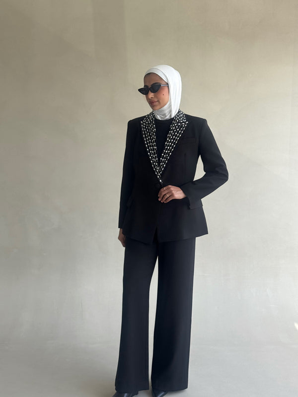 Rhinestone-Collar Blazer
