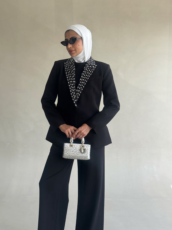 Rhinestone-Collar Blazer
