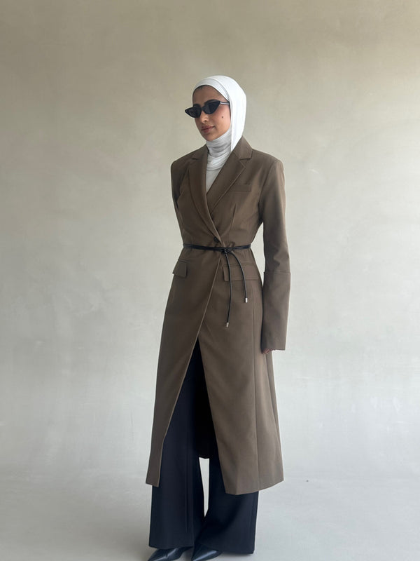 Black Belted Long BlazerX